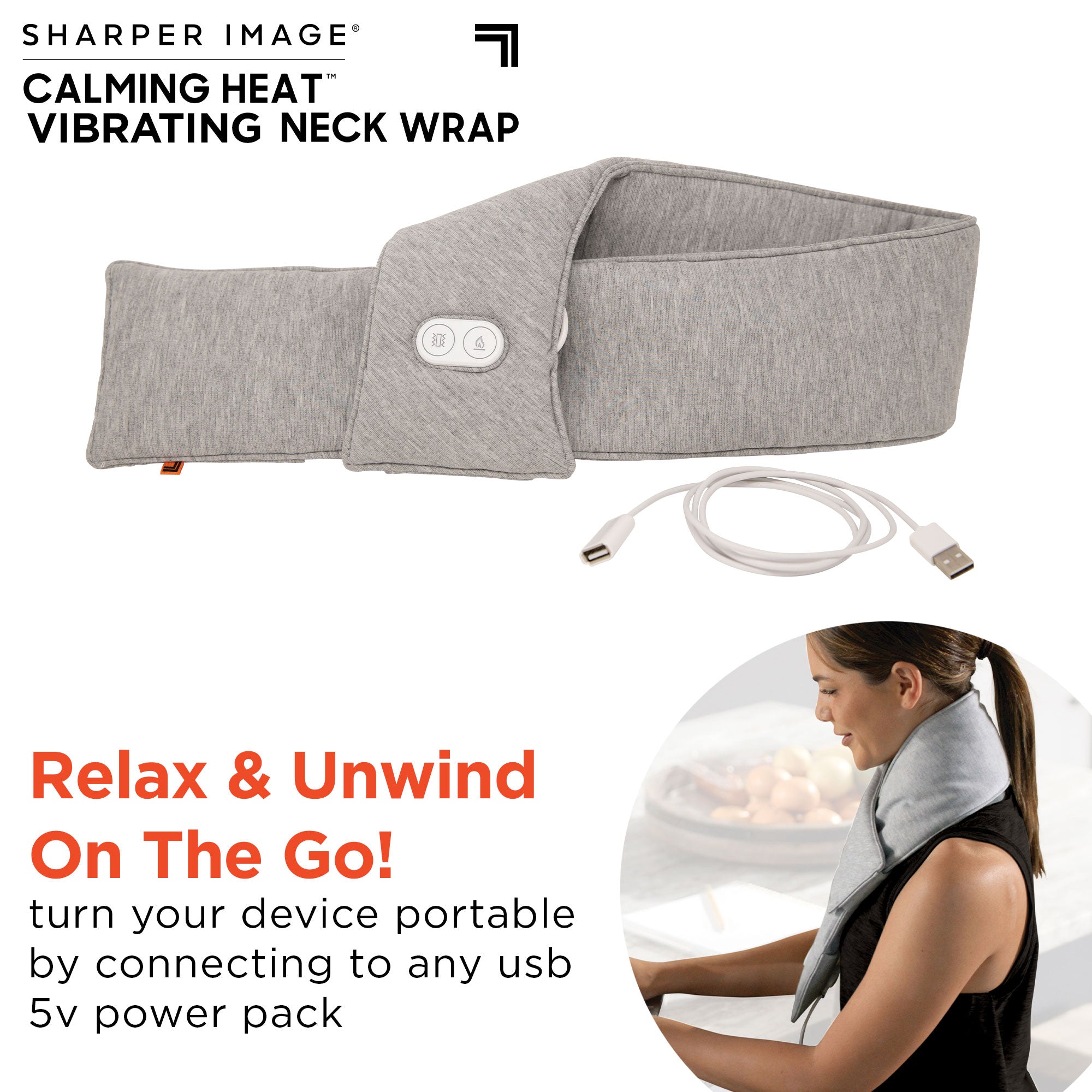 Sharper Image Calming Heat Massaging Neck Wrap, Relaxing