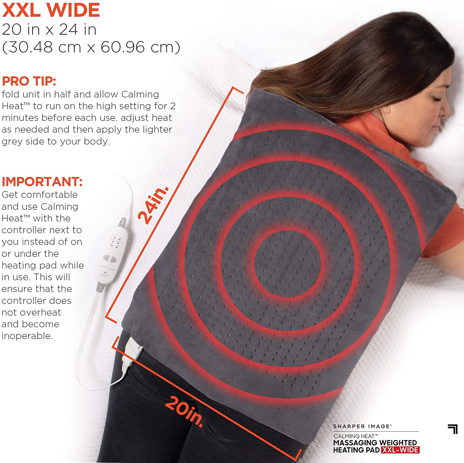 Calming Comfort Heated Vibrating Weighted Blanket Calming Heat Deluxe XXL By Sharper Image Calming Comfort Heated Vibrating Weighted Blanket Calming Heat Deluxe XXL By Sharper Image